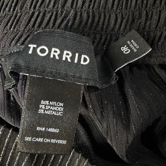 Torrid SZ 0R (Large) Wide Leg Pants Striped Metallic Elastic Waist Pockets - Picture 6 of 7